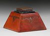 New York Hand-Tooled Leather Inkwell c1915
