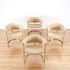 Set (4) "Onassis" style brass, leather armchairs