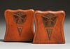Cordova Shops - Buffalo, NY attributed Hand-Tooled Leather Butterfly Bookends c1910