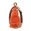 14k Gold and Coral Vintage Buddha Charm / Pendant