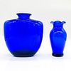 2pc Decorative Cobalt Blue Glass Vases