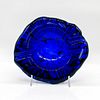 Vintage Mid century Modern Art Glass Ashtray, Cobalt Blue