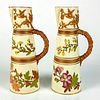 Pair of Antique Royal Worcester Porcelain Gilded Ewers