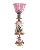 19th Century Old Paris Hand Painted Coveret Pink Porcelain Lamp