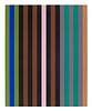 Gene Davis 1 Arbeit aus: Series 1. 1969. Farbserigraphie auf Leinwand, voll auf Karton aufgezogen. 78 x 62,7 cm (78 x 62,7 cm). Verso der Karton typog