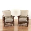 Pair Decorator mission style hardwood armchairs