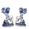 Pair Galle St. Clement faience candleholders