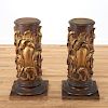 Pair Spanish Rococo parcel gilt wood pedestals
