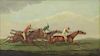 English School. 19th C. Oil on Panel Horse Racing
