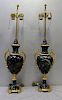 A Pair of Bronze Mounted French Black Marble Lamps
