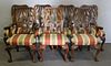 Set of 8 Finely Carved & Upholstered Mahogany