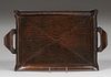 Arts & Crafts Hammered Copper Two-Handle Rectangular Tray c1910