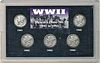 1941-1945 WWII Mercury Dime 90% Silver Set (5-coins)