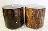 Pair of Lacquered Deco Style Rosewood Drum Tables.