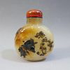 LARGE ANTIQUE CHINESE CARVED AGATE SNUFF BOTTLE - 19TH CENTURY
