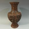 ANTIQUE CHINESE CARVED LACQUER CINNABAR VASE 19TH CENTURY