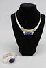 Signd .925 Sterling Silver/Lapis Necklace & Bangle