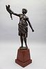 Signed Antique Bronze Figure of Diana the Huntress