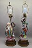 Pair Chinese Figural 20th C. Lamps