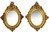 Pair, Antique French Gilt Oval Mirrors