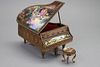 Sgnd 19th C miniature porcelain piano jewelry case