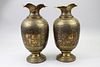 (2) Antique Islamic Incised Brass Vases