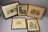 5 Signed Antique German Etchings