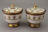(2) Antique French Gilt Porcelain Covered Cups