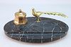 Antique Bronze/Marble Inkwell