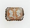 Antique Gold Filled Shell Cameo Brooch