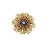 14k Gold Sapphire Diamond Flower Brooch Pin