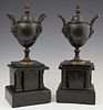 Pair of Bronze and Black Marble Coupes, c. 1880, t