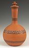 English Encaustic Terracotta Covered Carafe, late
