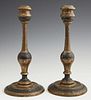 Pair of Carved Gilt and Polychromed Wood Candlesti