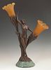 Patinated Bronze Art Nouveau Style Figural Two Lig