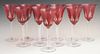 Set of Eleven French St. Louis Crystal Cut Cranber