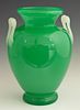 Steuben Green Jade Handled Art Glass Amphora Form