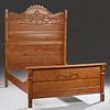 American Victorian Carved Oak High Back Double Bed