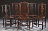 Set of Six English Carved Oak Country Queen Anne D