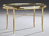 Oval Brass Faux Bamboo Coffee Table, 20th c., by M