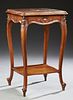 French Carved Walnut Louis XV Style Marble Top Lam