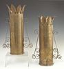 Pair of WWI French Trench Art Brass Vases, c. 1917