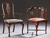 Two English Style Carved Mahogany Queen Anne Chair