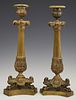 Pair of French Gilt Bronze Empire Style Candlestic