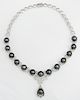 14K White Gold Link Tahitian Pearl Necklace, with