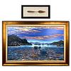 Howard Behrens (1933-2014), "Amalfi Sunset" Framed Original Oil Painting on Canvas (65.5" x 43.5") with Framed and Hand Signed Spackle Knife and Lette