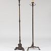 Two Similar Wrought-Iron and Steel Floor Lamps