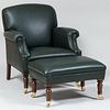Leather Club Chair and Matching Ottoman, Brunchwig & Fils