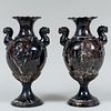 Pair of Neoclassical Style Glazed Pottery Vases