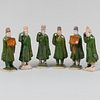 Group of Six Chinese Green Glazed Pottery Figures